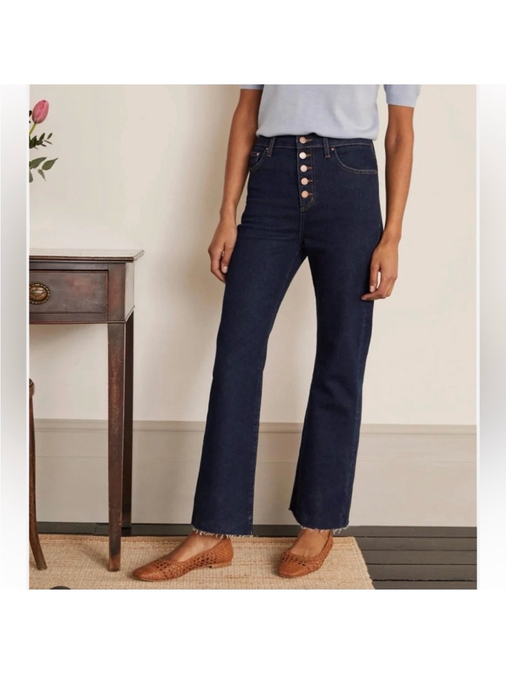 Boden Button Fly Kick Flare Jeans Size 8P